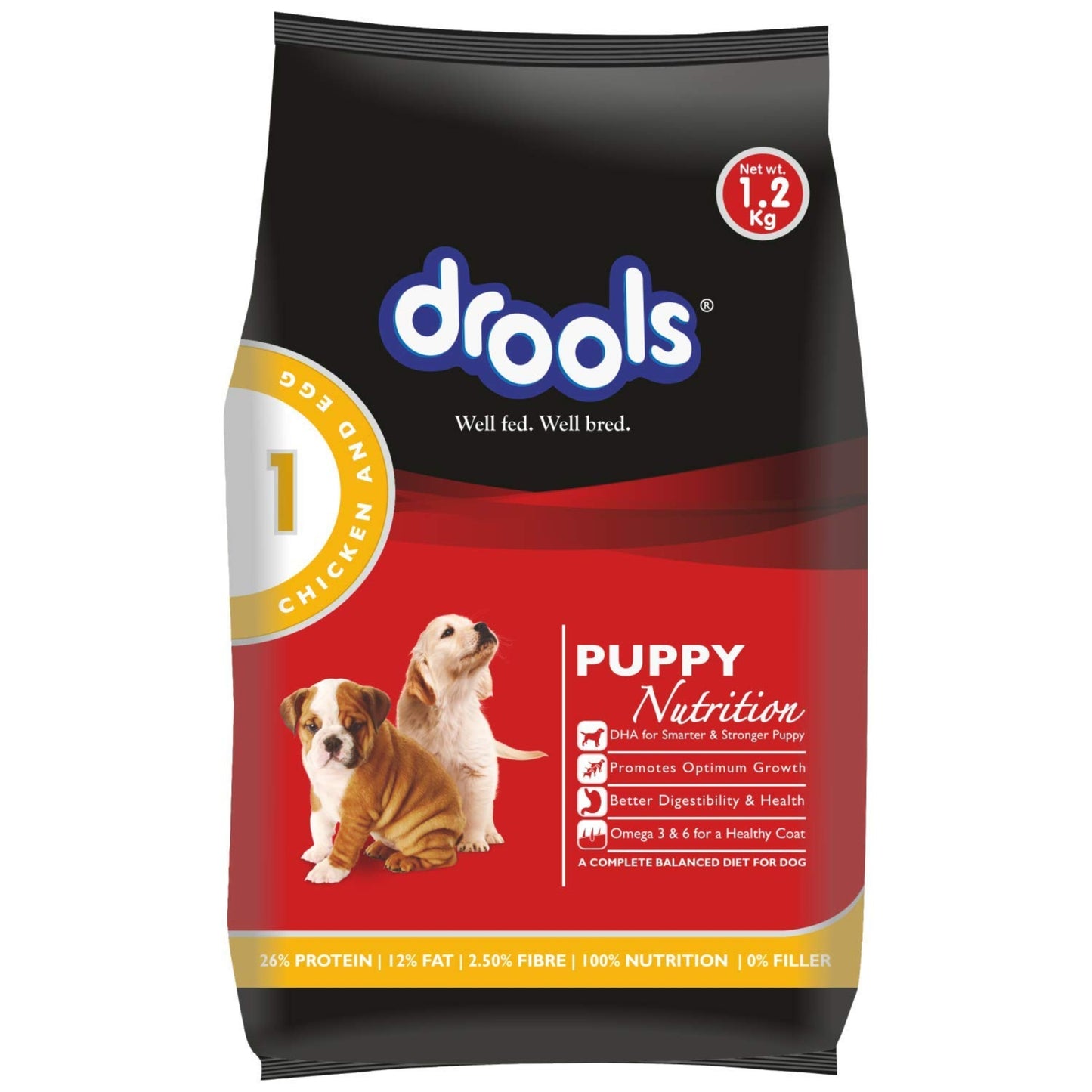 Drools Puppy Dry Dog Food, Chicken and Egg, 1.2kg