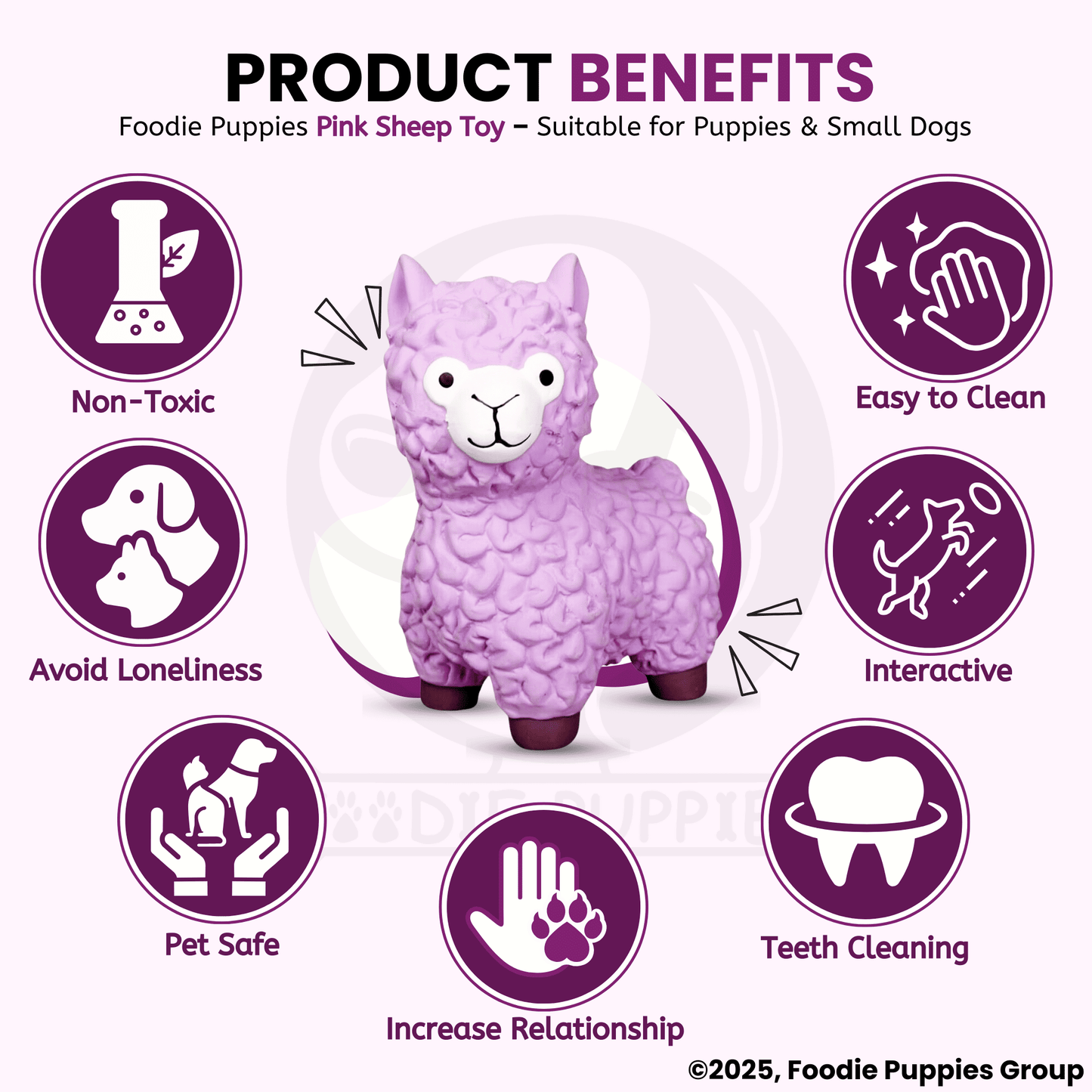 Dog Latex Pink Sheep Squeaky Chew Toy for Small Dogs and Puppies