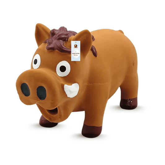 Dog Latex Brown Warthog Squeaky Chew Toy for Small Dogs and Puppies