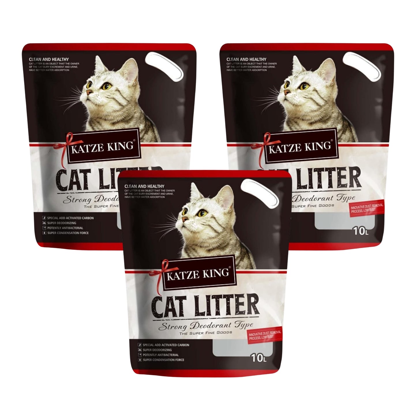 Katze King Strong Strawberry Fragrance Cat Litter Sand, 7Kg/10L - Pack of 3