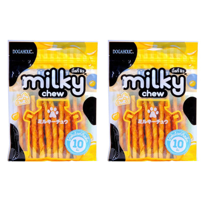 Dogaholic Milky Chew Cheese & Chicken Stick 10in1 Dog Treat, Pack of 2