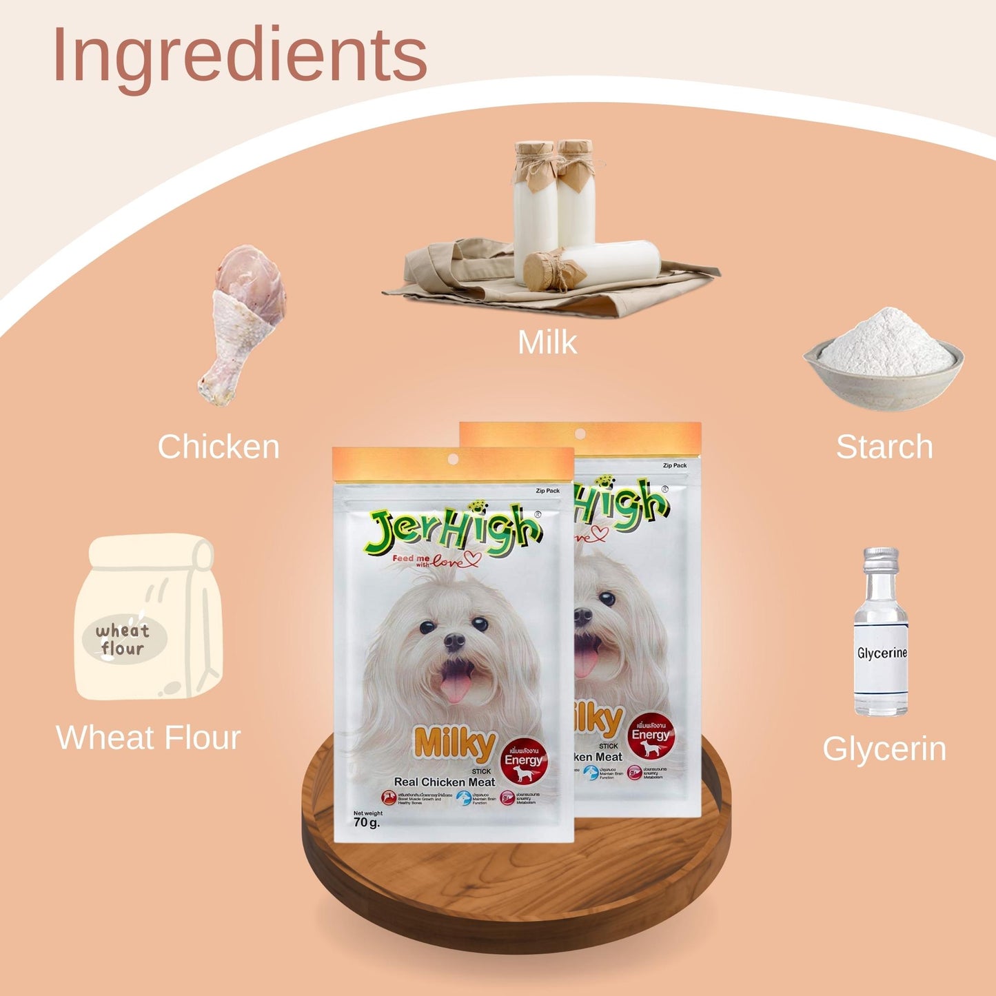 JerHigh Milky Stick Dog Treat with Real Chicken Meat - 70gm
