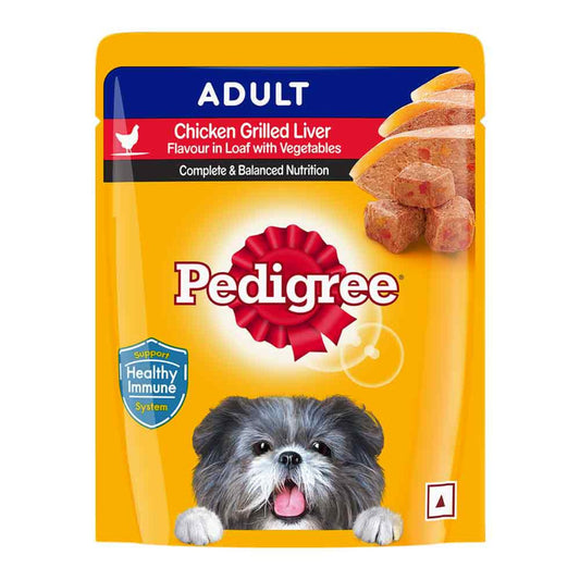 Pedigree Adult Dog Wet Food, Chicken Grilled Liver 70gm, Pack of 15
