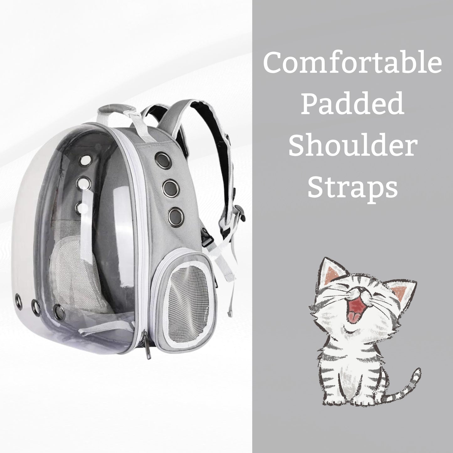 Foodie Puppies Transparent Travel Backpack for Puppies & Cats (Gray)