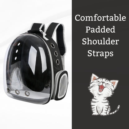 Foodie Puppies Transparent Travel Backpack for Puppies & Cats (Black)