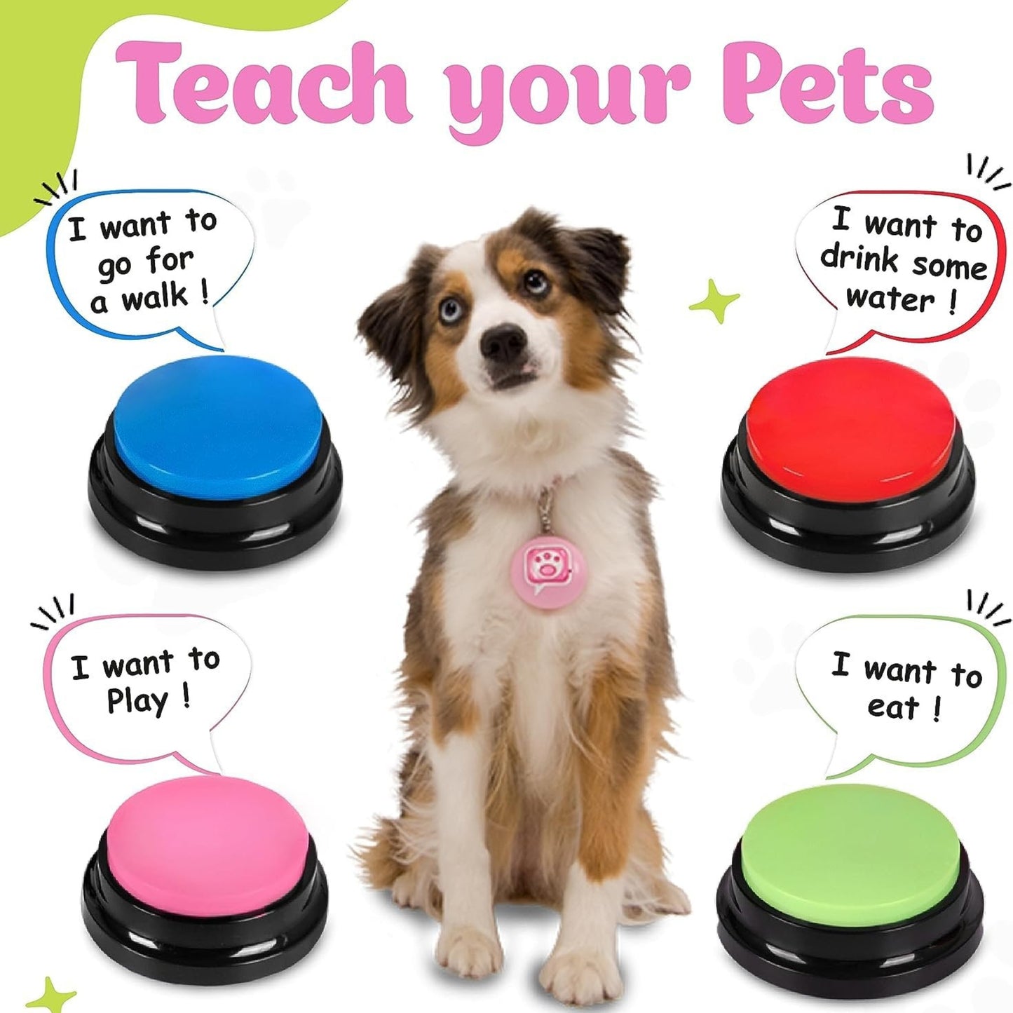 Foodie Puppies Pet Interactive Toys, Voice Training Recording Button
