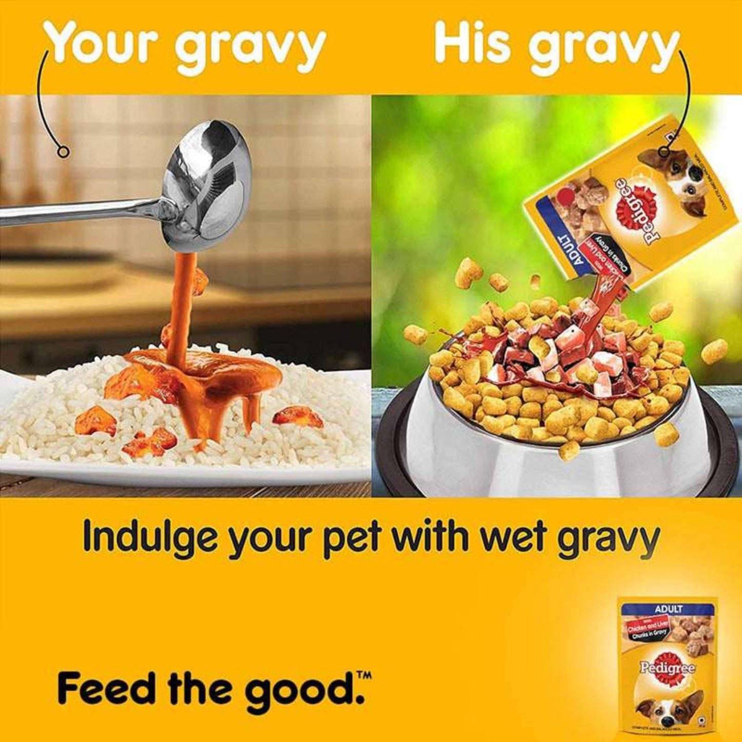 Pedigree Adult Dog Food, Chicken and liver Chunks in Gravy, Pack of 60