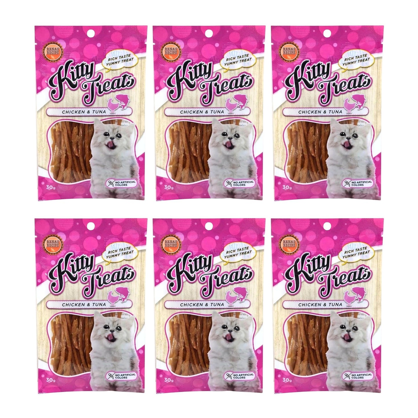 Kitty Treats Chicken & Tuna for Cat & Kittens - 30gm, Pack of 6