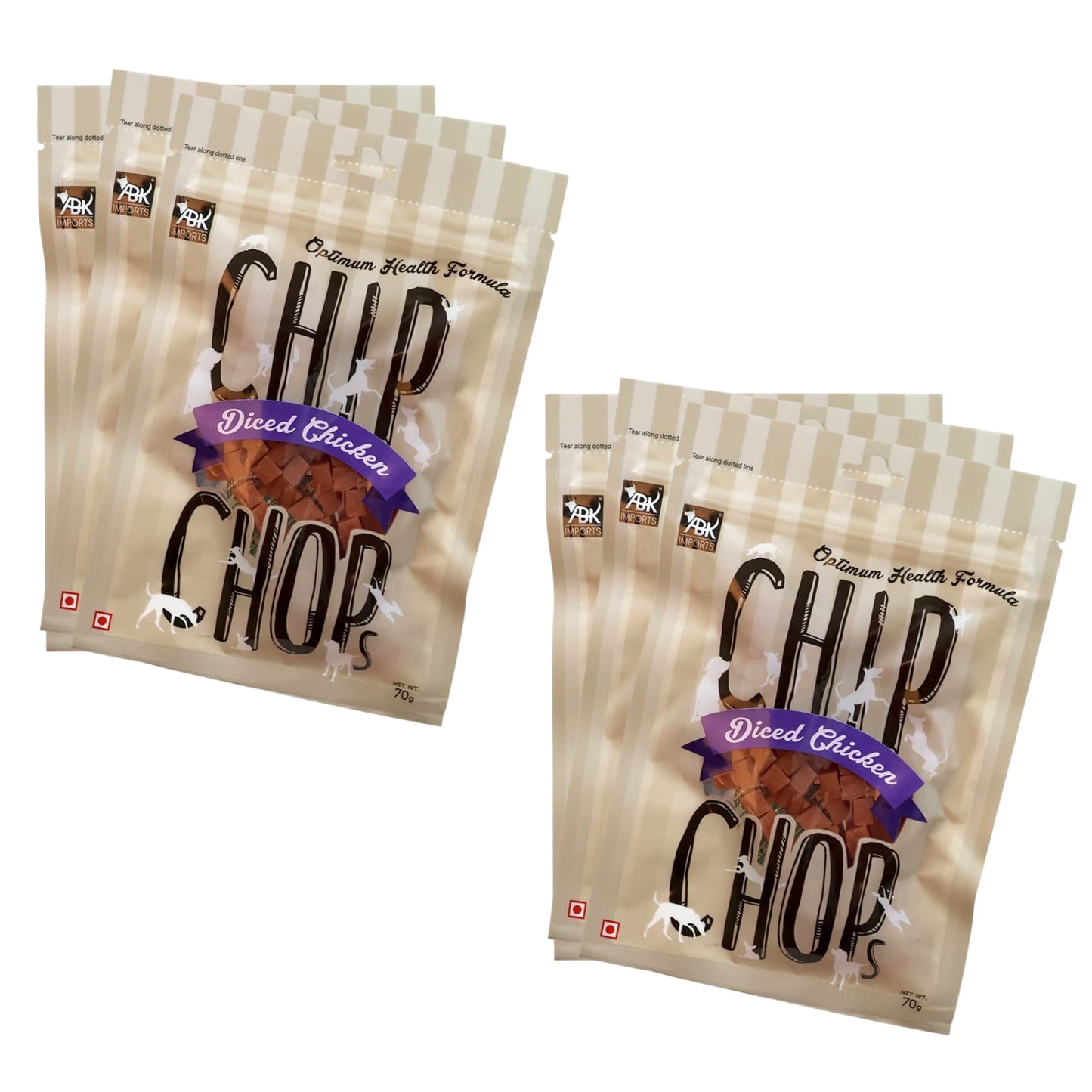 Chip Chops Dog Treats - Diced Chicken (70gm, Pack of 12)
