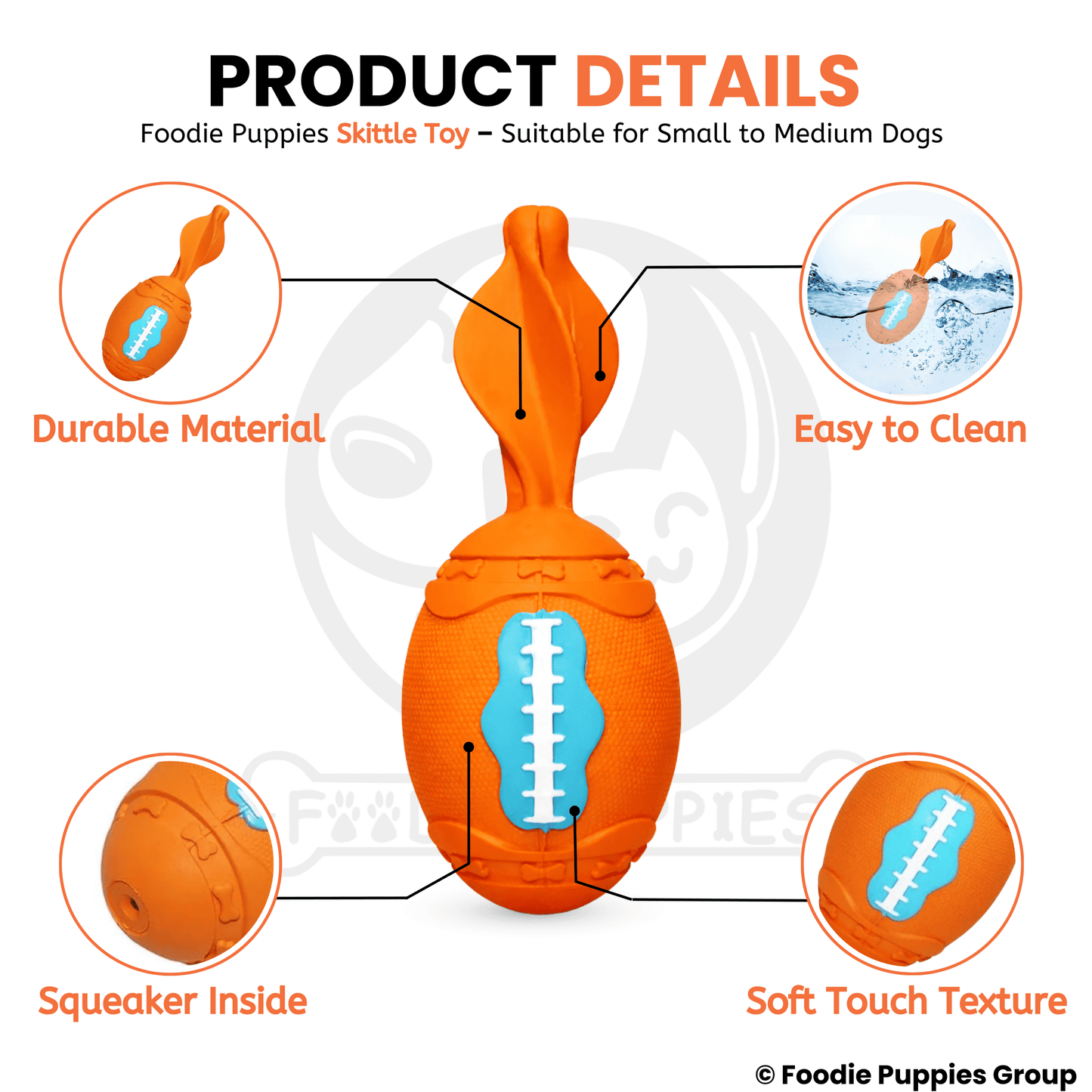 Natural Latex Squeaky Dog Toy - Skittle Toy
