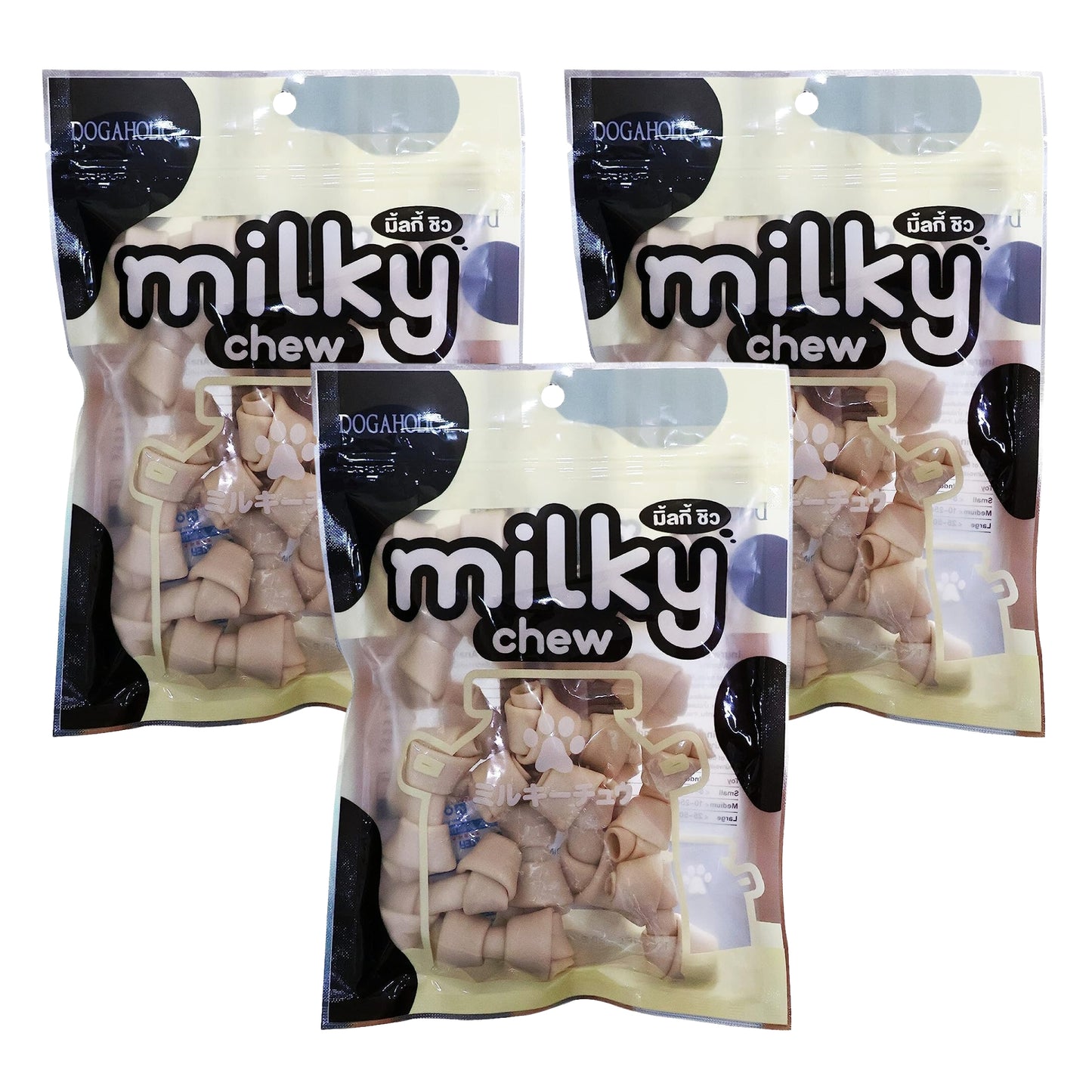 Dogaholic Milky Chew Knotted Bone 15in1 Dog Treat, Pack of 3