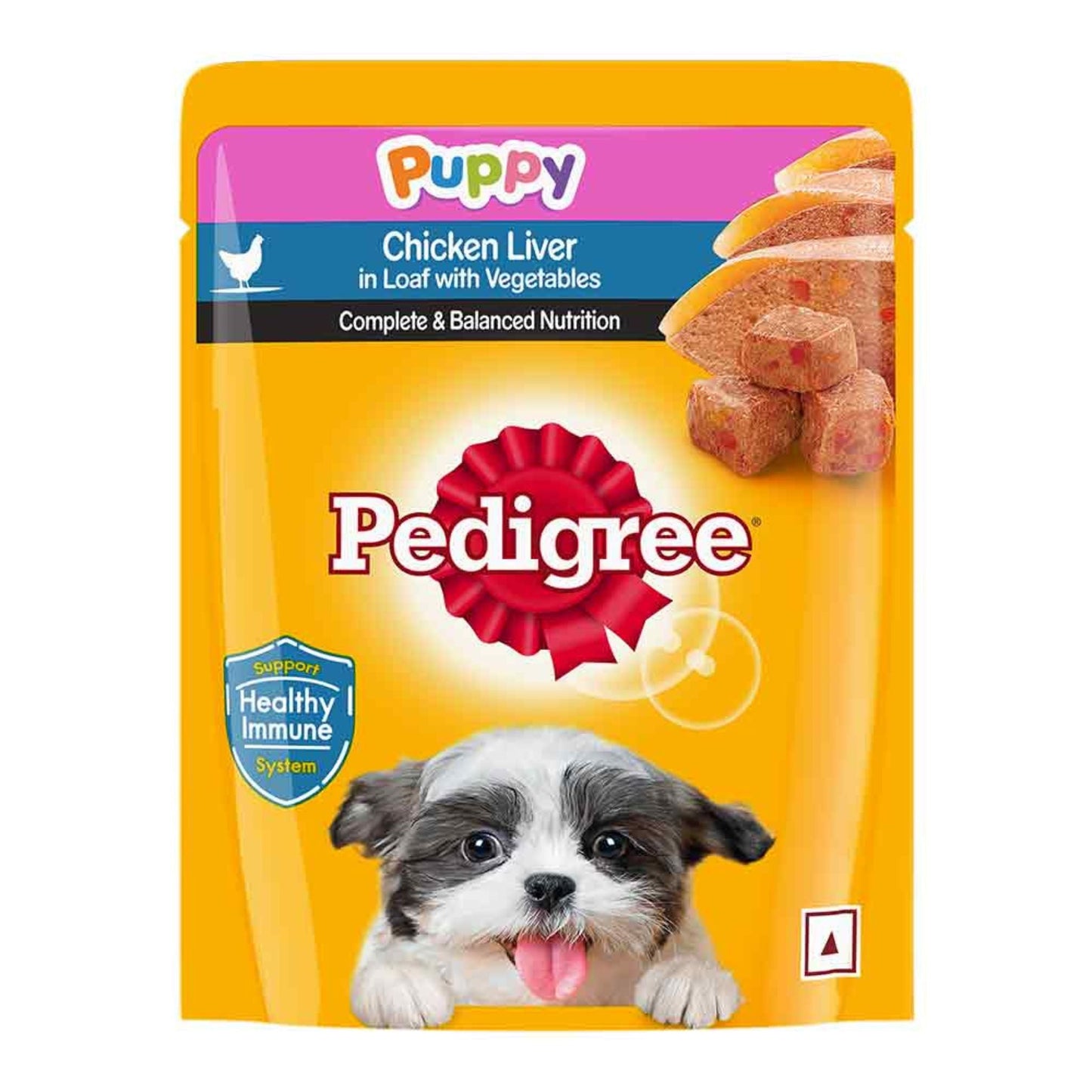 Pedigree Puppy Chicken Liver in Loaf with Vegetables - 70g, Pack of 90