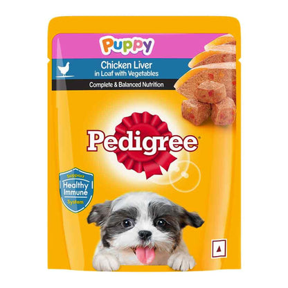 Pedigree Puppy Chicken Liver in Loaf with Vegetables - 70g, Pack of 60