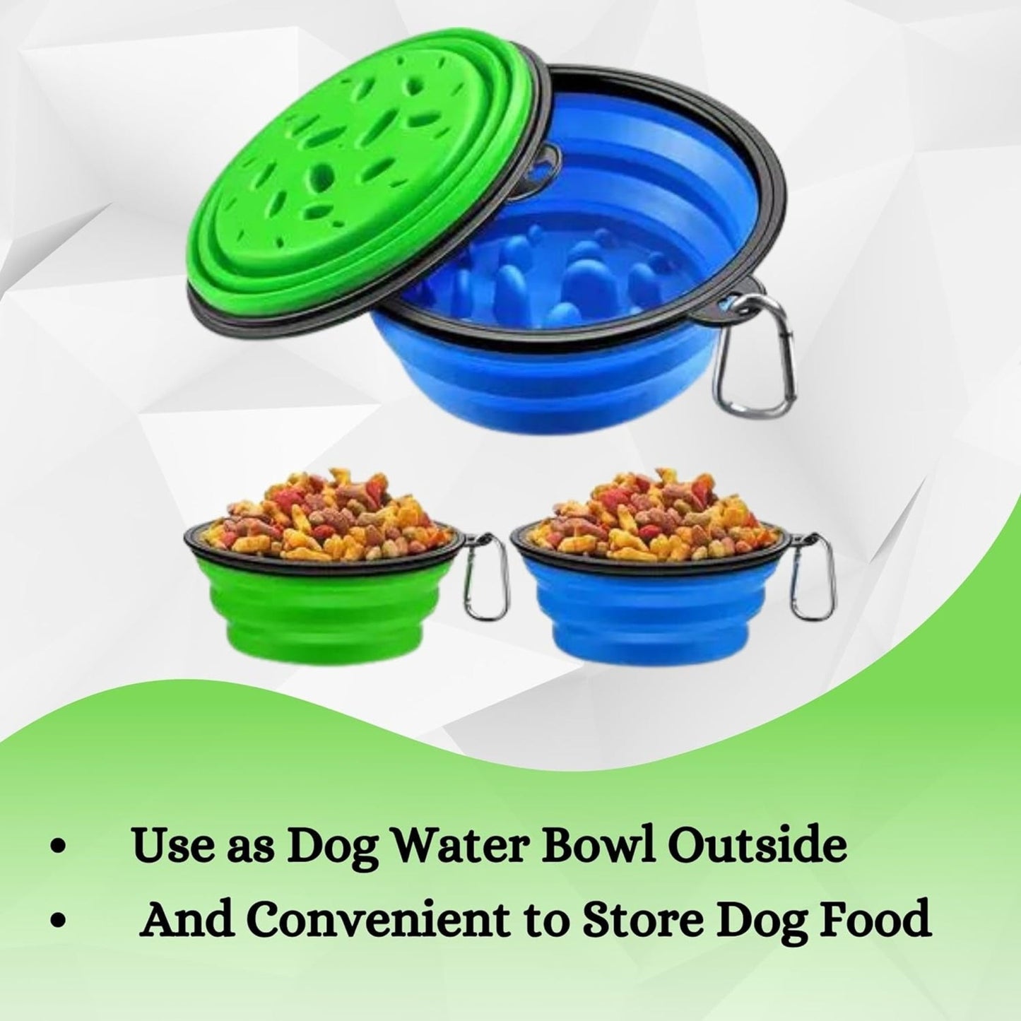 Foodie Puppies Foldable Silicone Sluggish Pet Bowl - 350ml, Pack of 2