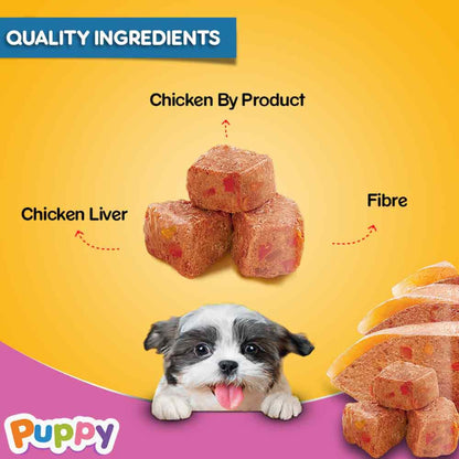 Pedigree Puppy Chicken Liver in Loaf with Vegetables - 70g, Pack of 15