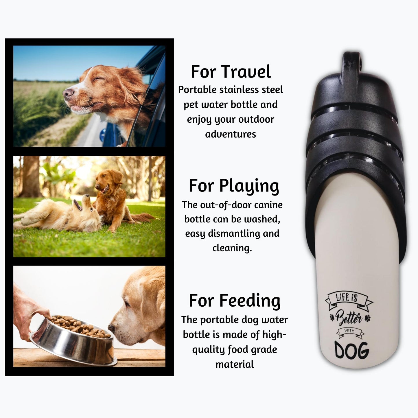 Foodie Puppies Fin Cup Cap Stainless Steel Water Bottle - 750ml, White