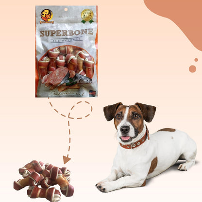 SuperBone All Natural Salmon Oil Knotted Dog Treat - Pack of 2