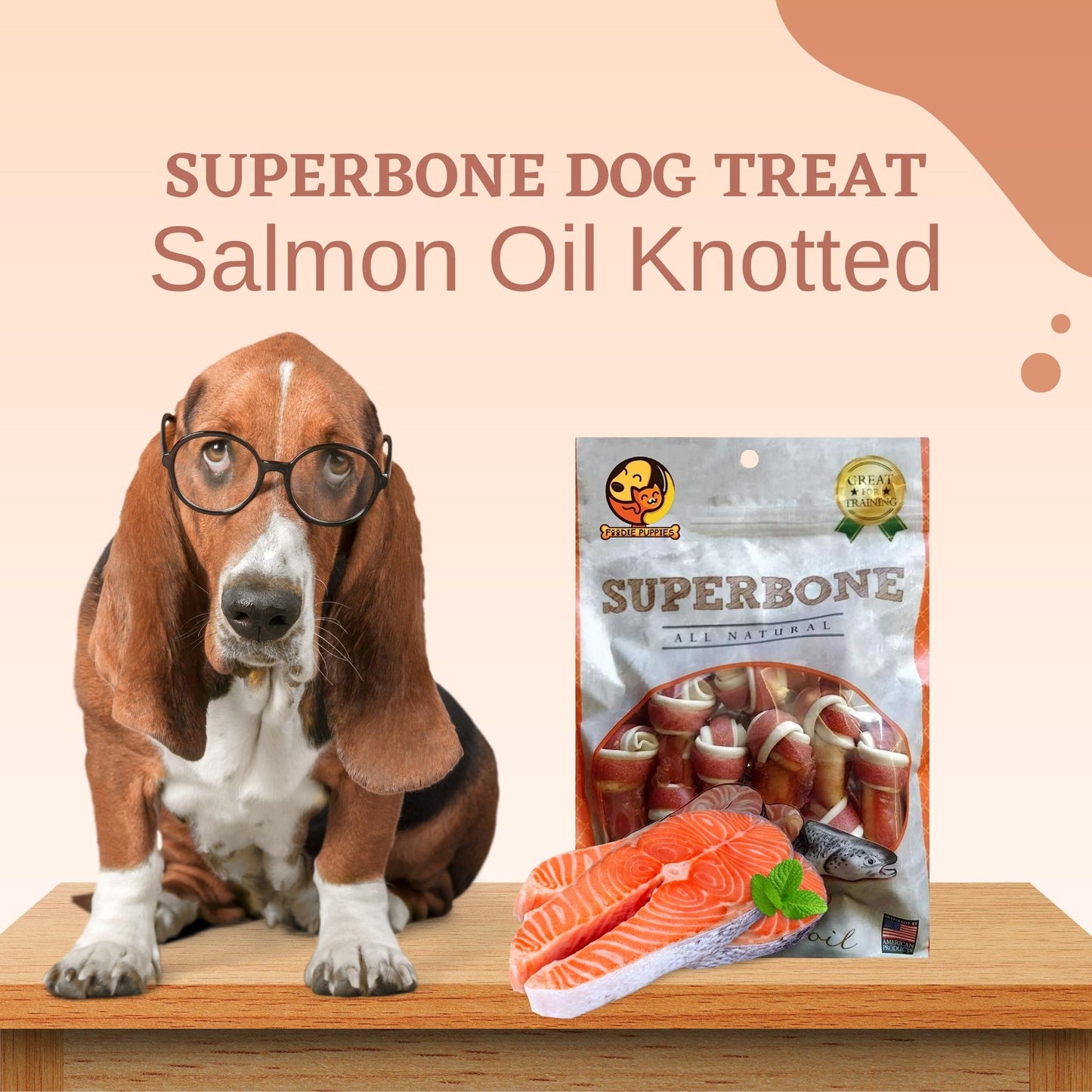 SuperBone All Natural Salmon Oil Knotted Dog Treat - Pack of 1