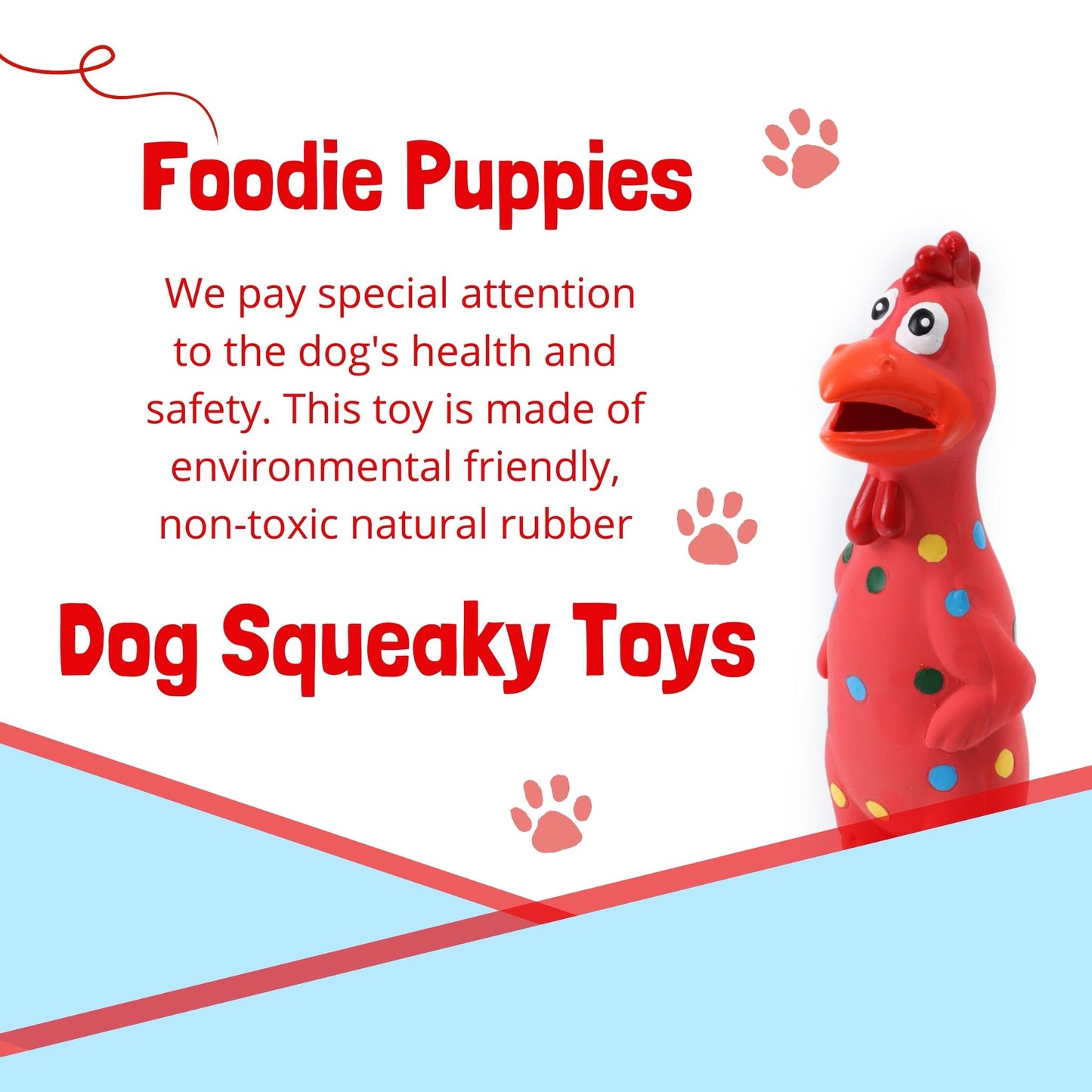 Foodie Puppies Latex Rubber Squeaky Dog Chew Toy - Pink Hen