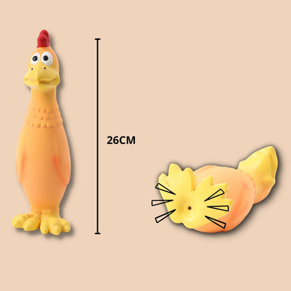 Foodie Puppies Latex Rubber Squeaky Dog Chew Toy - Orange & Yellow Hen