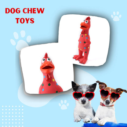 Foodie Puppies Latex Rubber Squeaky Dog Chew Toy - Pink Hen