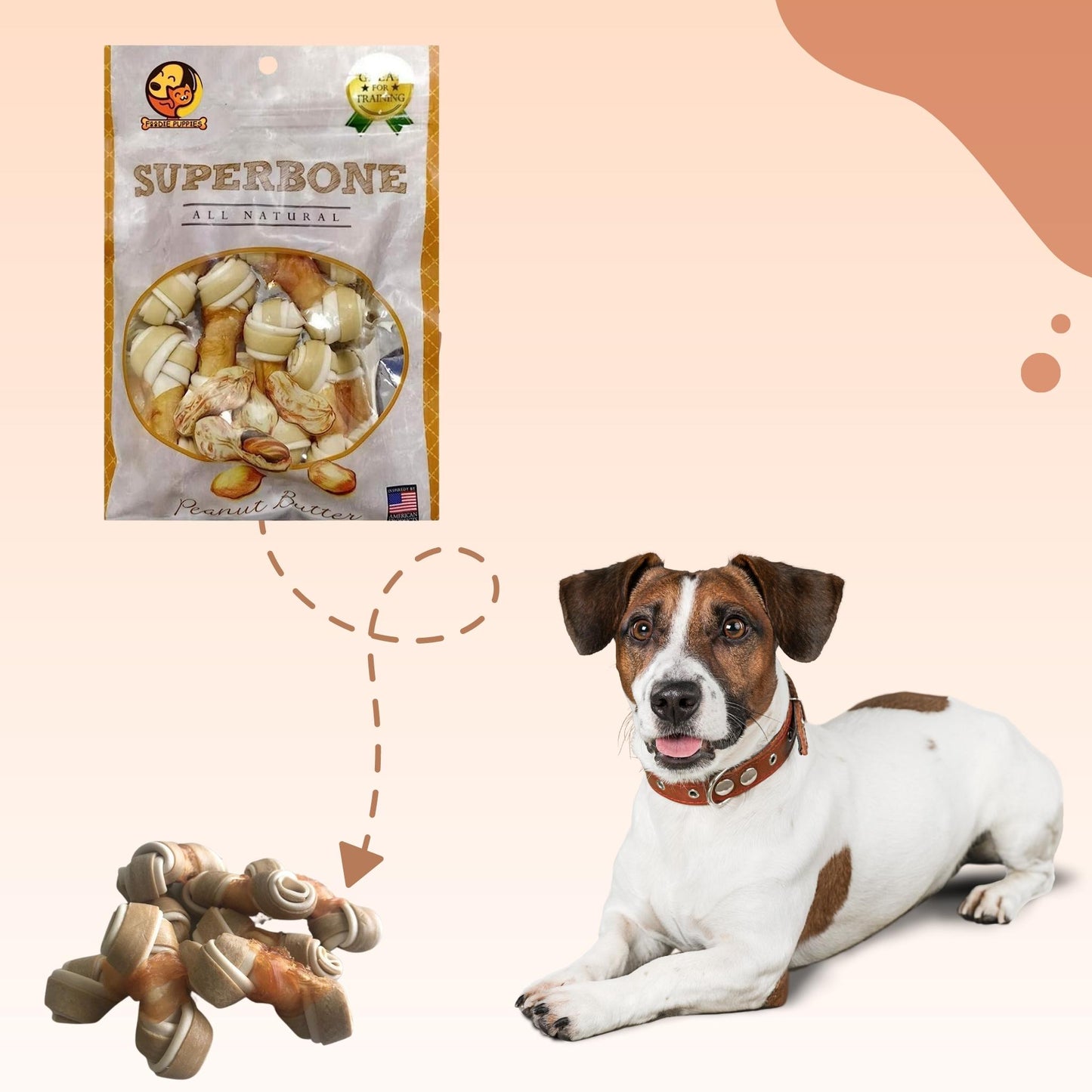 SuperBone All Natural Peanut Butter Knotted Dog Treat - Pack of 1
