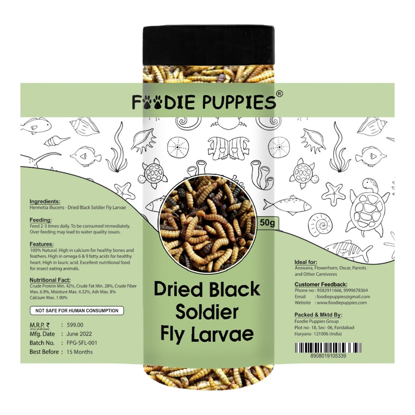 Foodie Puppies Dried Black Soldier Larvae Fish Food - 50gm