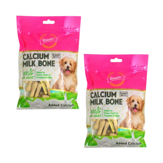 Gnawlers Calcium Milk Bones Dog Treats 30in1 (Small), Pack of 2