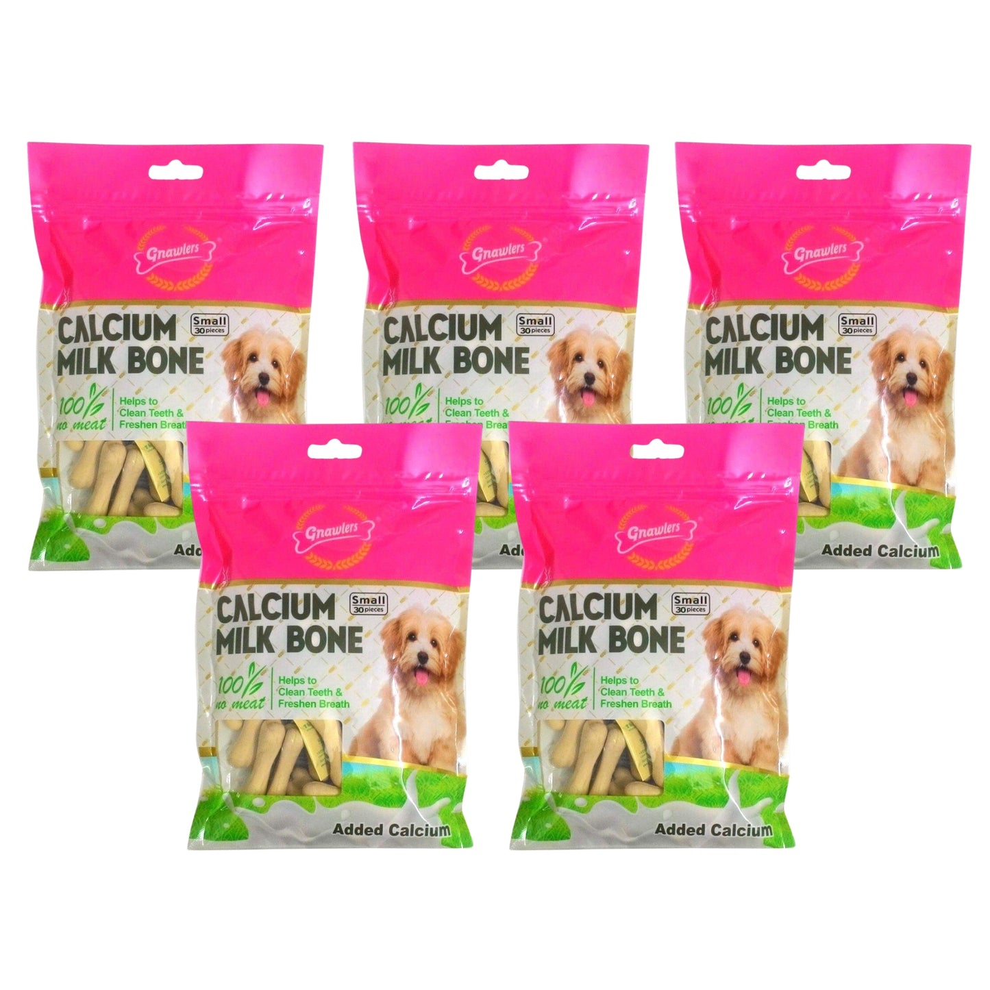 Gnawlers Calcium Milk Bones Dog Treats 30in1 (Small), Pack of 5