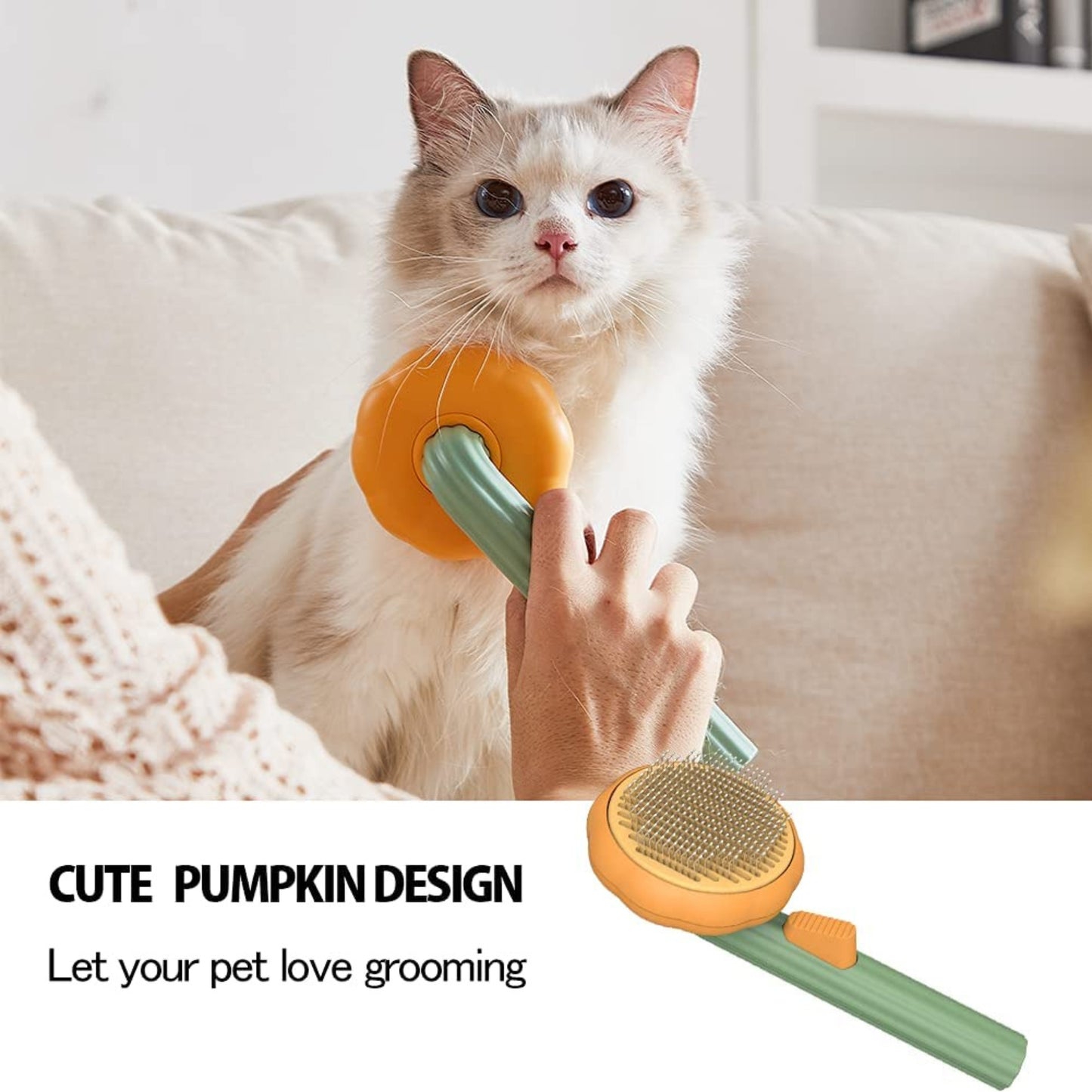 Foodie Puppies Pumpkin Slicker Brush for Puppies, Dogs, & Cats
