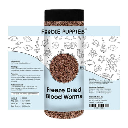 Foodie Puppies Freeze Dried Blood Worms Fish Food - 35gm, Pack of 2