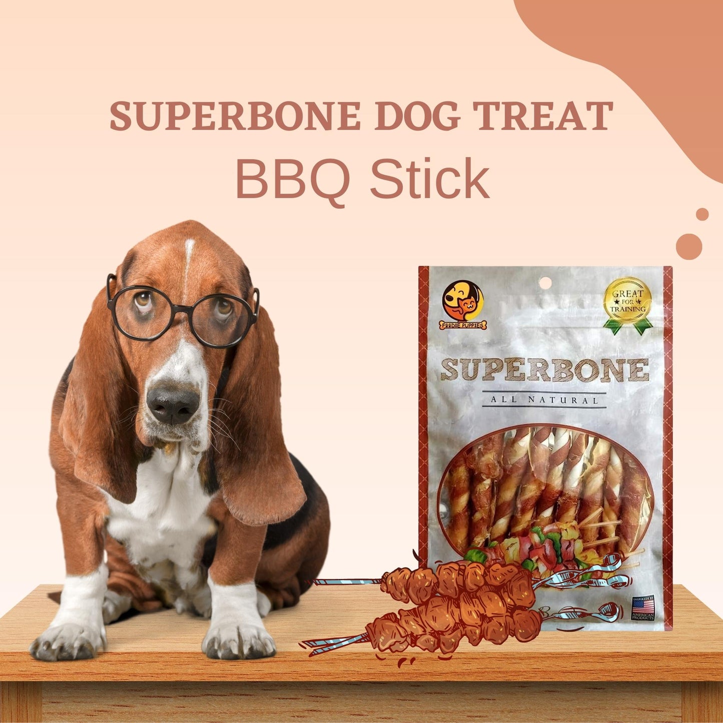 SuperBone All Natural BBQ Stick Dog Treat - Pack of 1