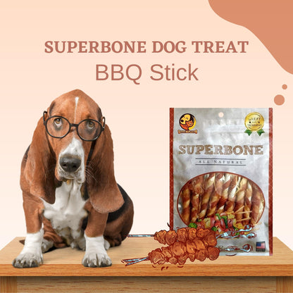 SuperBone All Natural BBQ Stick Dog Treat - Pack of 2