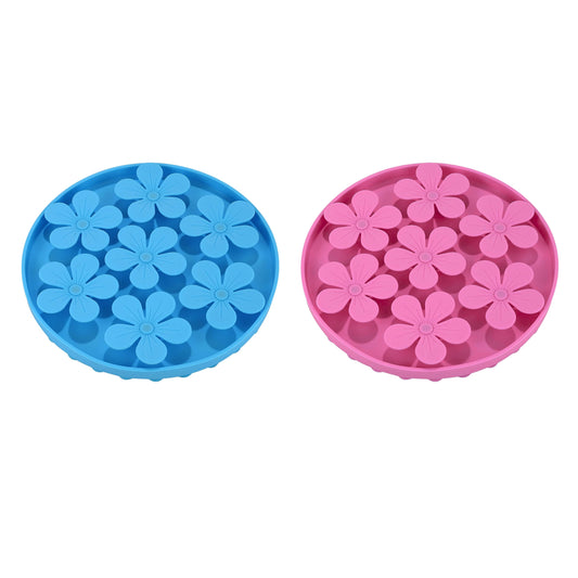 Foodie Puppies Round Flower Silicone Lick Mat for Cats & Puppies, Pack of 2