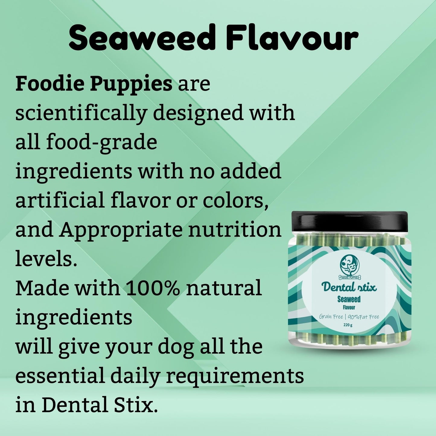 Foodie Puppies Seaweed Dental Chew Stick Dog Treat - 220gm, Pack of 2