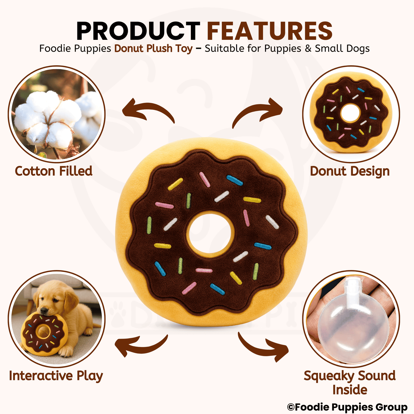 Soft Cotton-Filled Sprinkle Doughnut Plush Toy For Dog