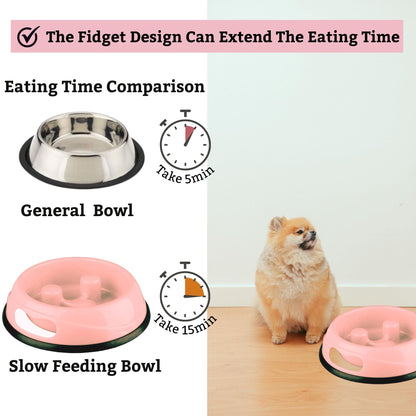 Foodie Puppies Pet Bowl Slow Feeder for Dogs & Cats - 900ml, Pink