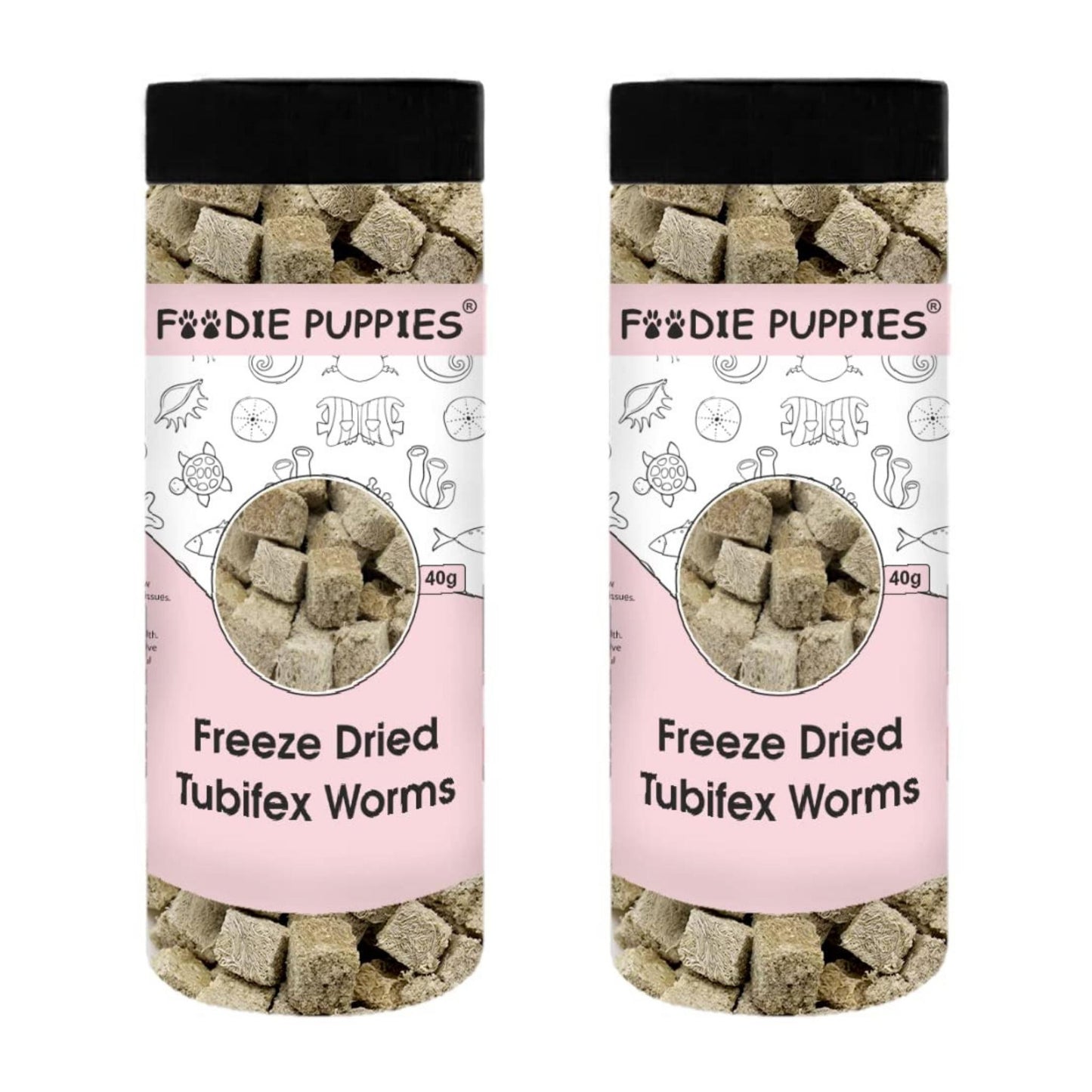Foodie Puppies Freeze Dried Tubifex Worms Fish Food - 40gm, Pack of 2