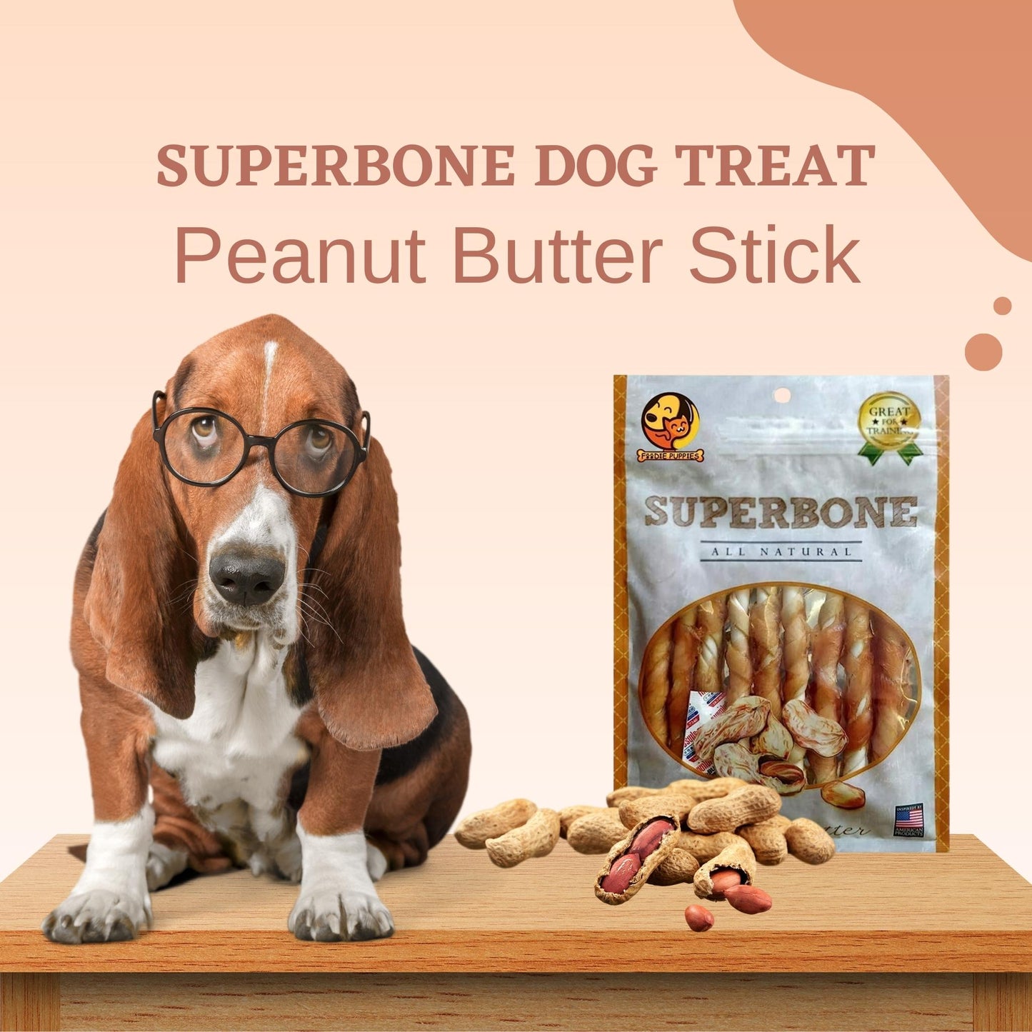 SuperBone All Natural Peanut Butter Stick Dog Treat - Pack of 2