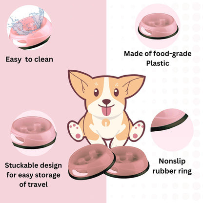 Foodie Puppies Pet Bowl Slow Feeder for Dogs & Cats - 900ml, Pink