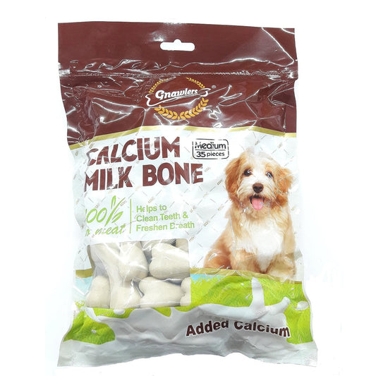 Gnawlers Calcium Milk Bones Dog Treats 35Pcs (Medium)