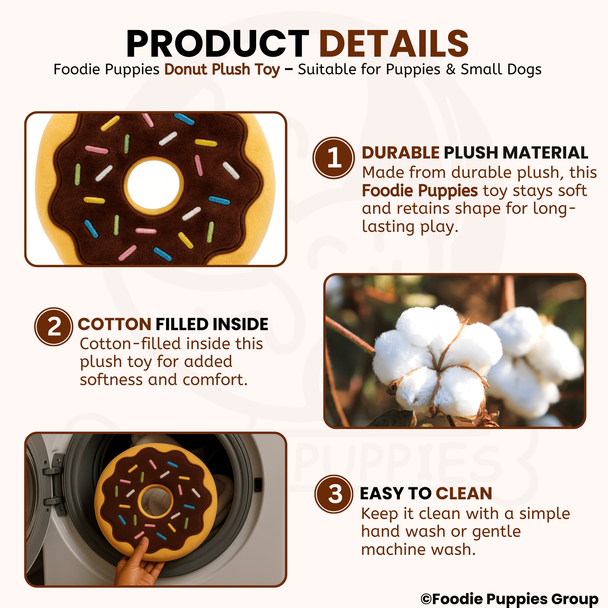 Soft Cotton-Filled Sprinkle Doughnut Plush Toy For Dog