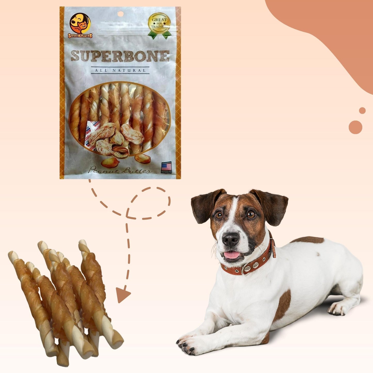 SuperBone All Natural Peanut Butter Stick Dog Treat - Pack of 2