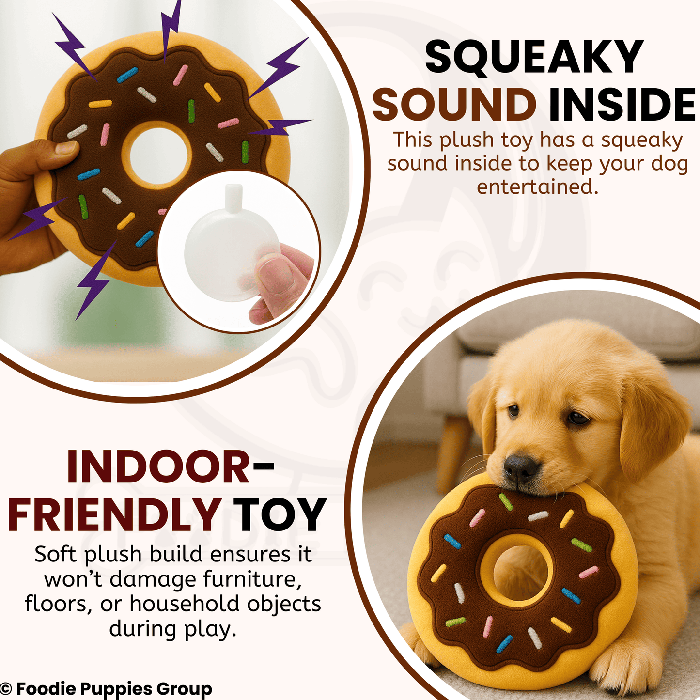 Soft Cotton-Filled Sprinkle Doughnut Plush Toy For Dog