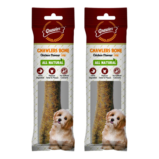 Gnawlers Chicken Bones Adult Dog Treats - 8inch (Large), Pack of 2
