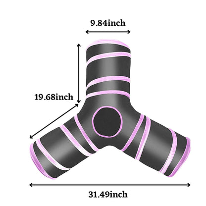 Foodie Puppies Foldable 3-Way Cat Tunnel for Cat & Kitten (Pink&Black)