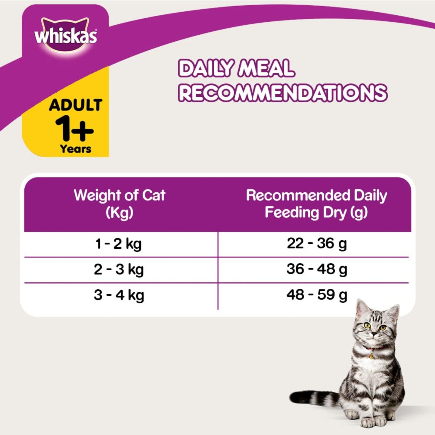 Whiskas Dry Food for Adult Cats (1+ Years), Chicken Flavor, 1.2Kg