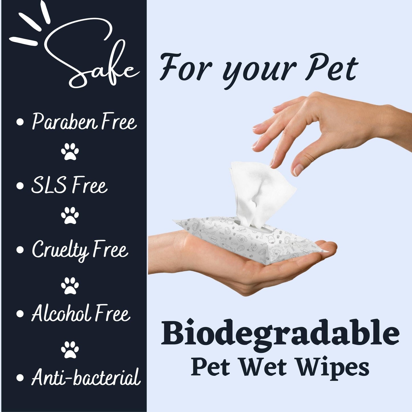 Foodie Puppies Biodegradable Water Lily Pet Wet Wipes 10 Pulls, Pack of 9