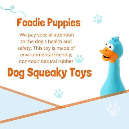Foodie Puppies Latex Rubber Squeaky Dog Chew Toy - Blue Duck