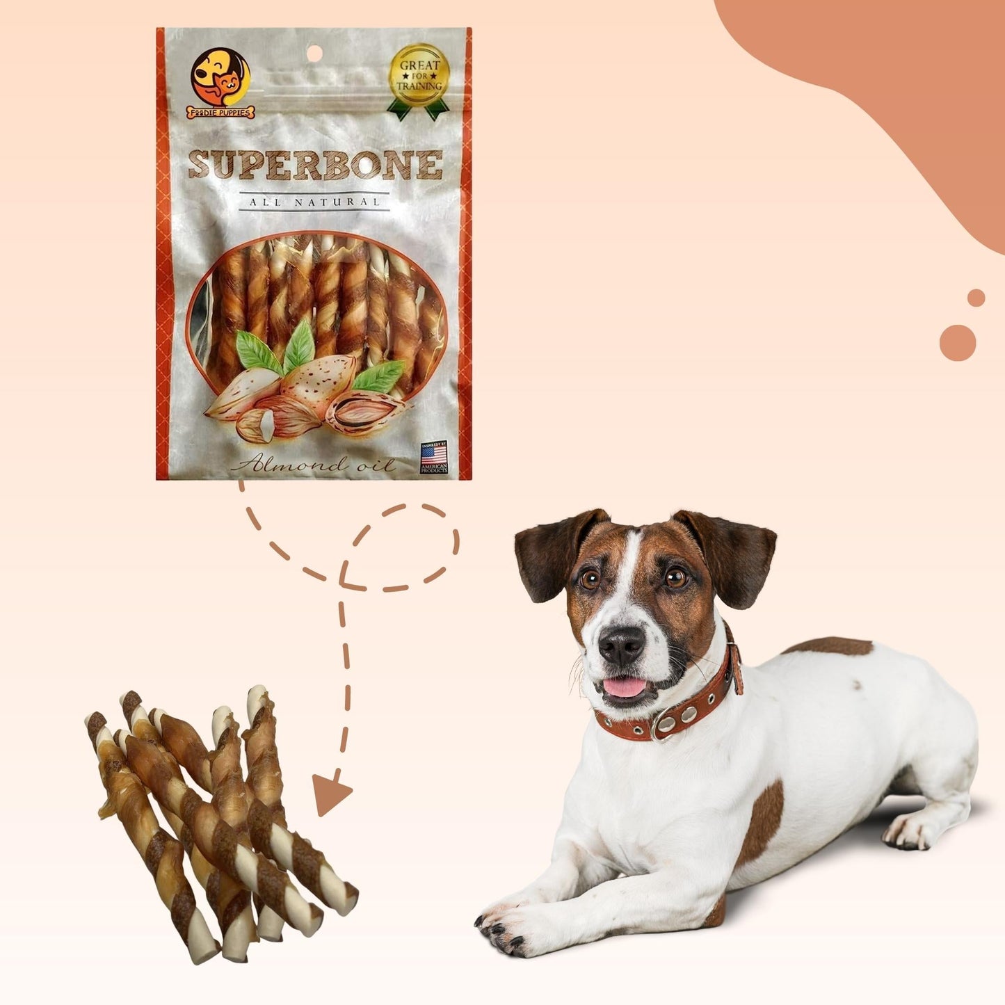 SuperBone All Natural Almond Oil Stick Dog Treat - Pack of 2
